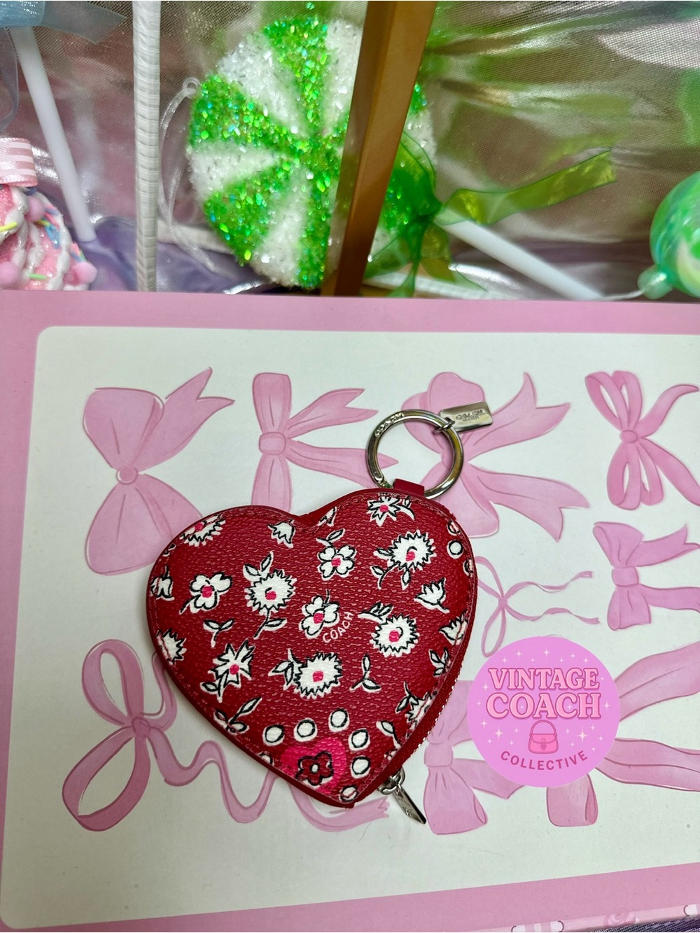 Coach heart shaped coin purse